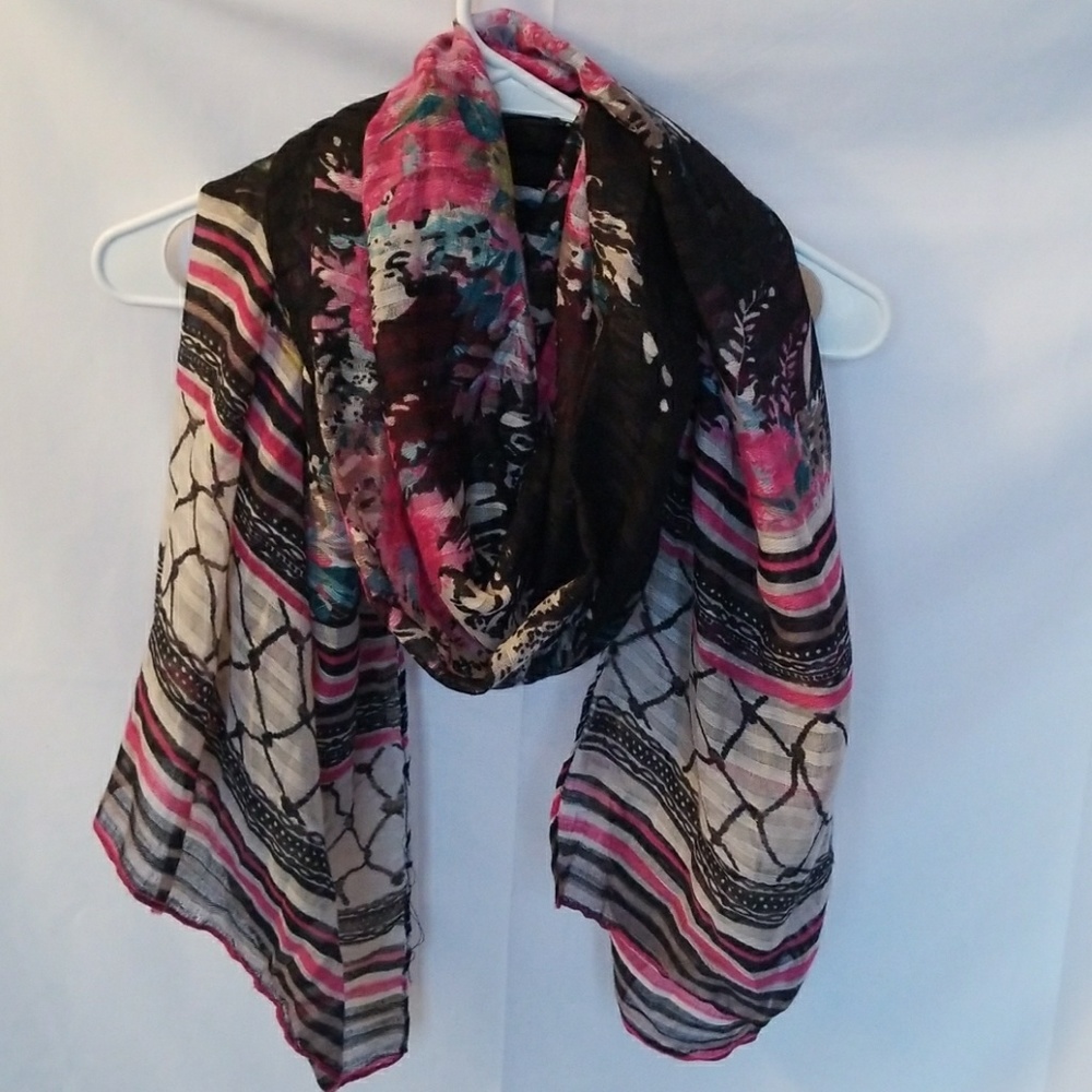 3 for $10 Black and Pink Floral Scarf